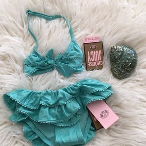 NWT Juicy Couture Turquoise 2 piece Bikini. Sz 2T